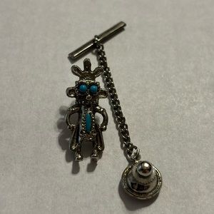 Vintage Southwest Kachina Men's Tie Tack with chain